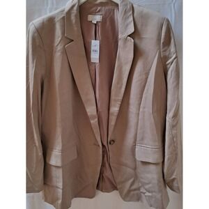 LOFT Tan Single Button Blazer Jacket NWT Size 16 Neutral Professional Office